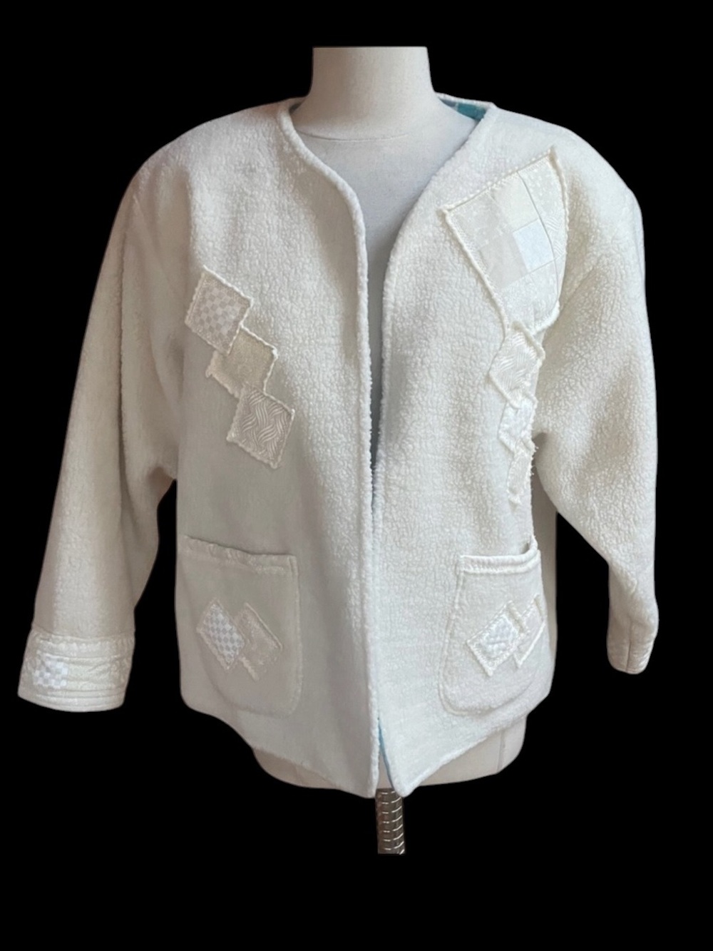 Vintage Floral Lined Off White Open Blazer‎